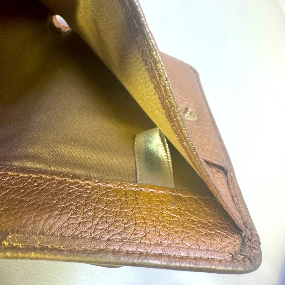 Jimmy Choo Mini Trifold Wallet Star Studded Nino Copper Metallic Leather EUC - Picture 7 of 11